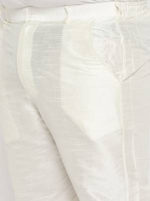 cream silk blend jacket, kurta and pyjama set 5