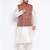 cream and maroon silk blend jacket, kurta and pyjama set