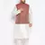 cream and maroon silk blend jacket, kurta and pyjama set