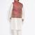 cream and maroon silk blend jacket, kurta and pyjama set