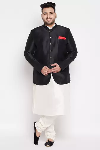 cream and coffee silk blend ethnic combo set