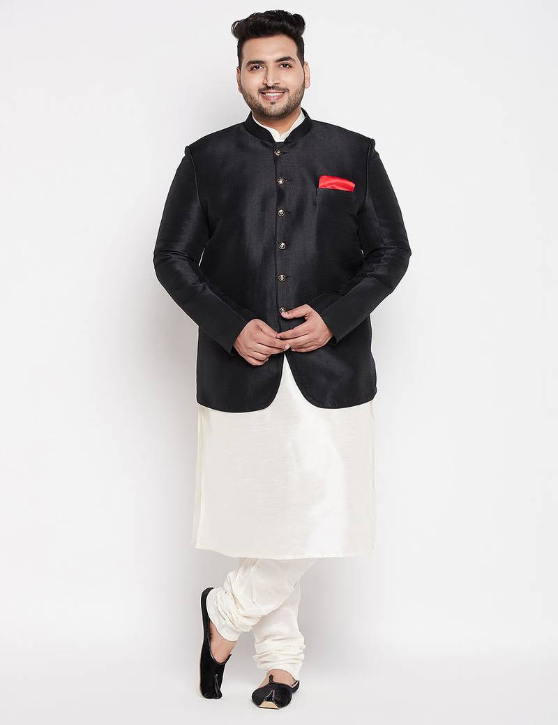 cream and coffee silk blend ethnic combo set