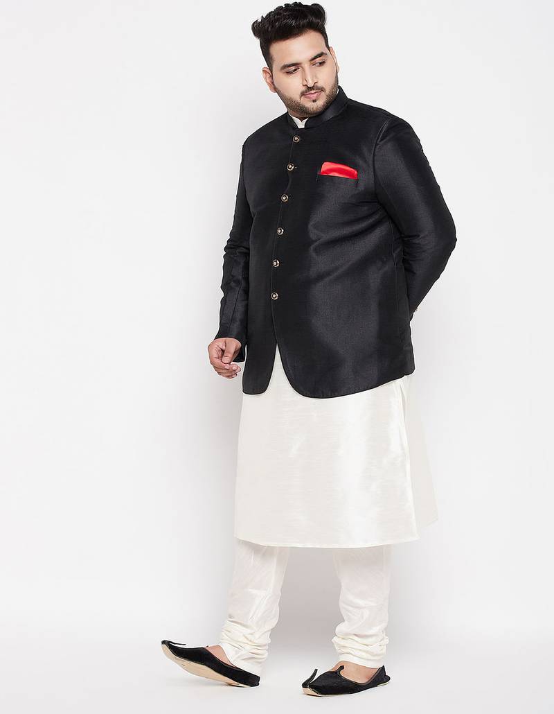 cream and coffee silk blend ethnic combo set