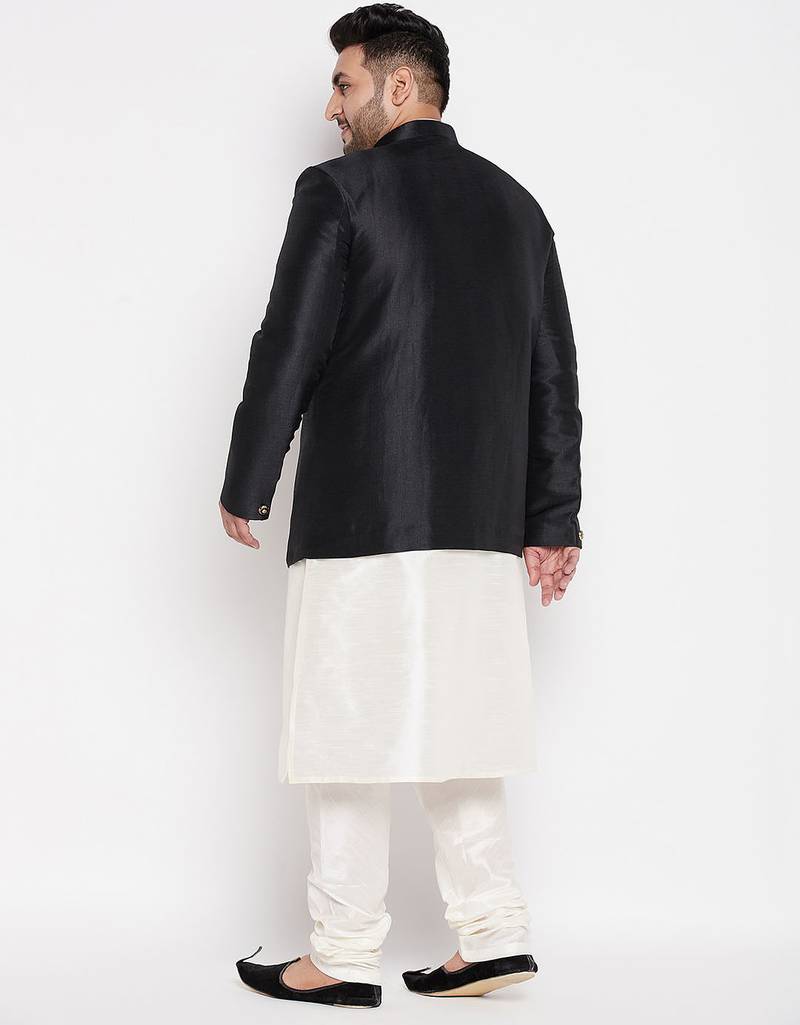 cream and coffee silk blend ethnic combo set