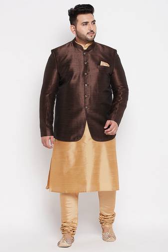 rose gold and coffee silk blend ethnic combo set