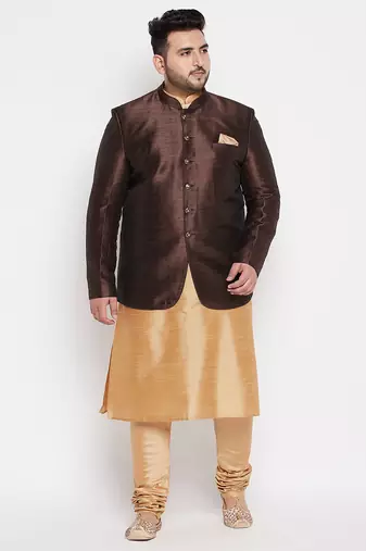 rose gold and coffee silk blend ethnic combo set