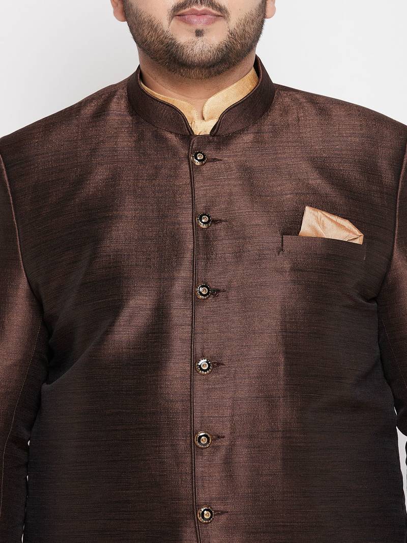 rose gold and coffee silk blend ethnic combo set