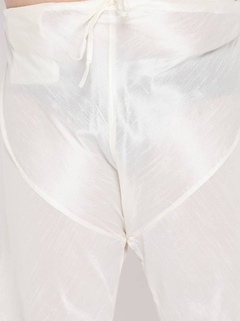 cream and maroon silk blend ethnic combo set