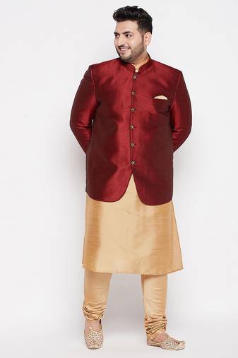 rose gold and maroon silk blend ethnic combo set