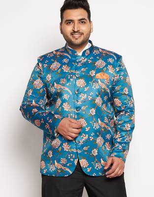 turquoise blue printed jodhpuri 1