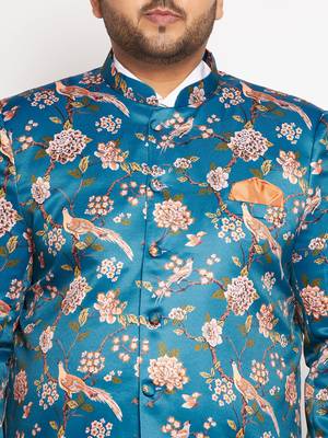 turquoise blue printed jodhpuri 4