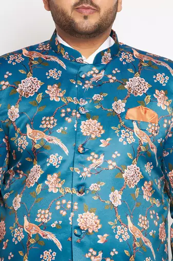turquoise blue printed jodhpuri