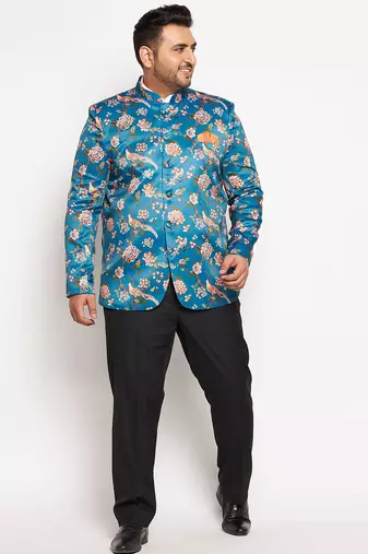 turquoise blue printed jodhpuri