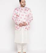 White silk blend ethnic combo set