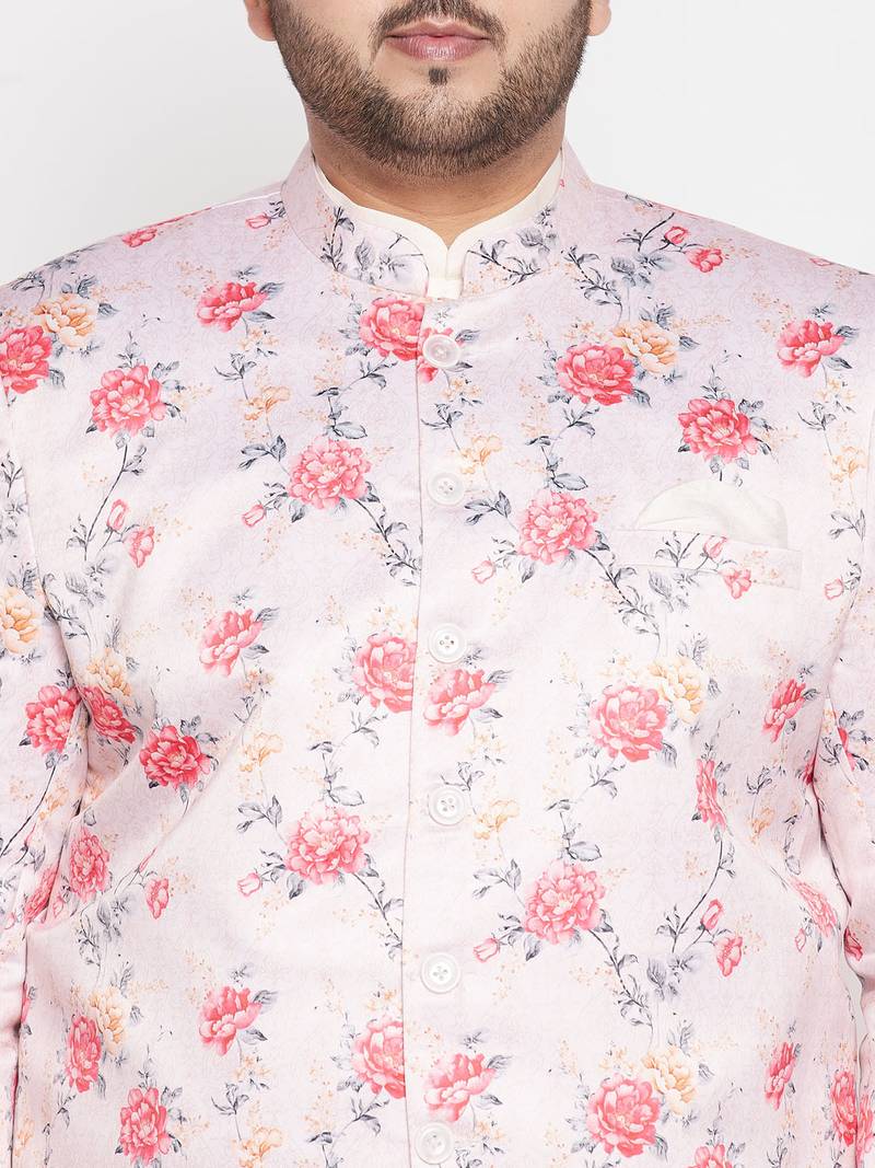 White silk blend ethnic combo set