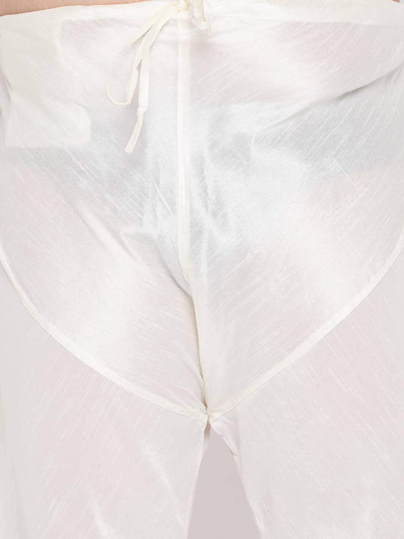 White silk blend ethnic combo set