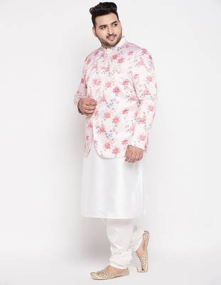 peach and white silk blend ethnic combo set 2