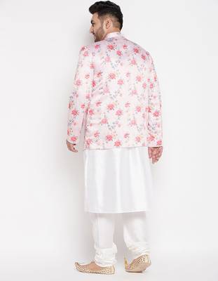 peach and white silk blend ethnic combo set 3