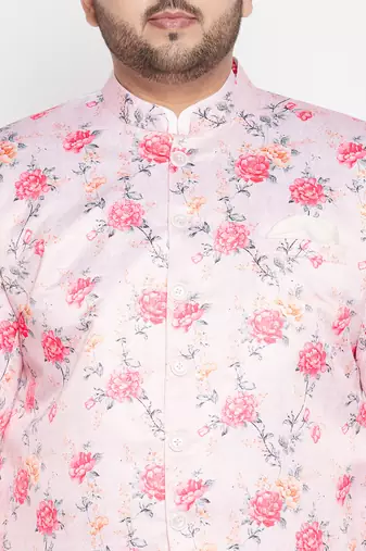 peach and white silk blend ethnic combo set