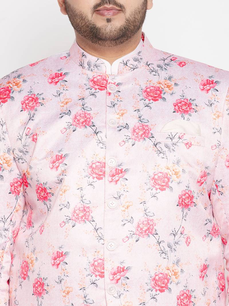 peach and white silk blend ethnic combo set