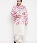 pink and cream silk blend ethnic combo set