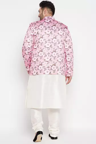 pink and cream silk blend ethnic combo set