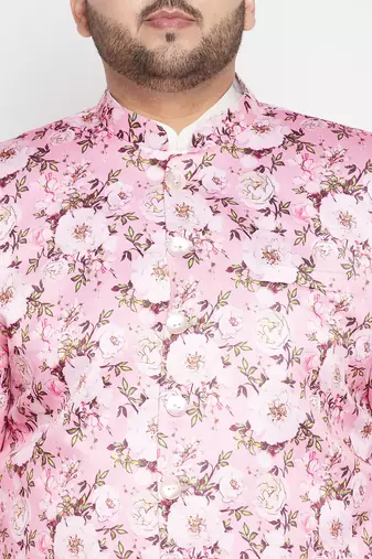pink and cream silk blend ethnic combo set