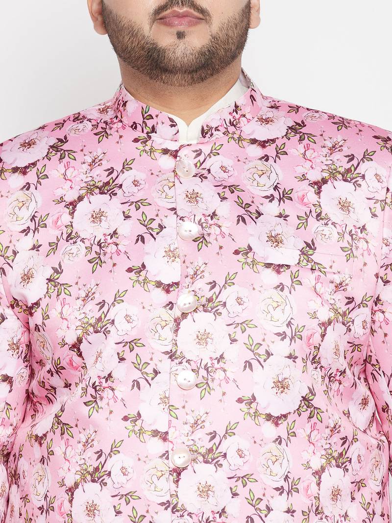 pink and cream silk blend ethnic combo set