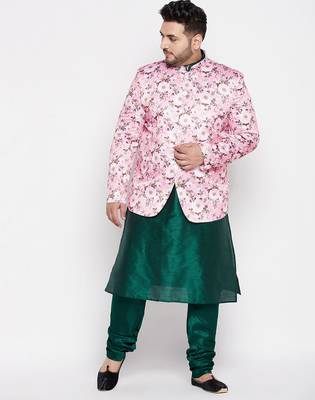 pink and green silk blend ethnic combo set 1