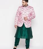 pink and green silk blend ethnic combo set