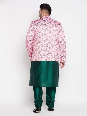 pink and green silk blend ethnic combo set 3
