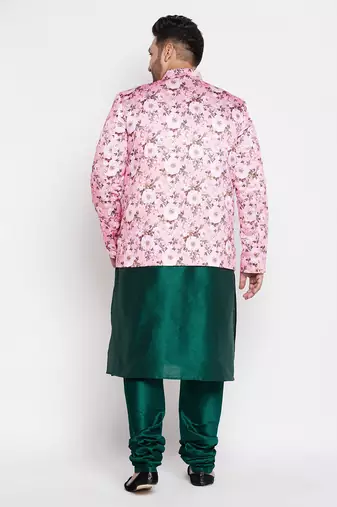 pink and green silk blend ethnic combo set