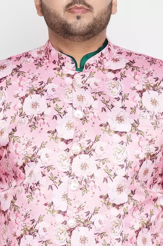 pink and green silk blend ethnic combo set