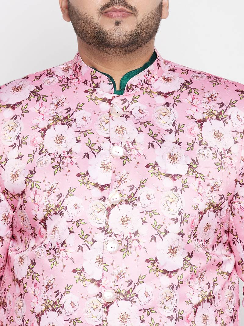 pink and green silk blend ethnic combo set