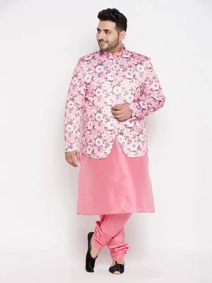 pink silk blend ethnic combo set 1