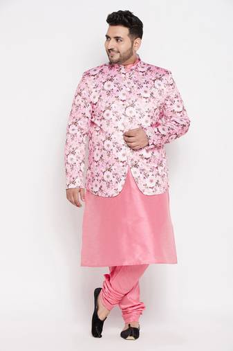 pink silk blend ethnic combo set