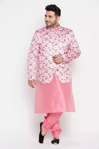 pink silk blend ethnic combo set