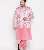 pink silk blend ethnic combo set