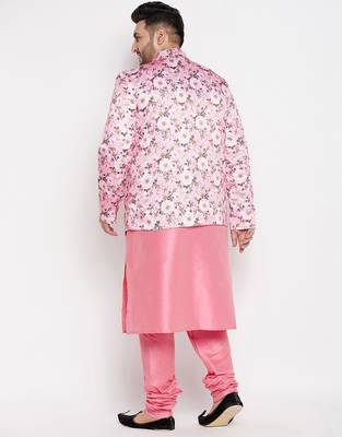 pink silk blend ethnic combo set 3