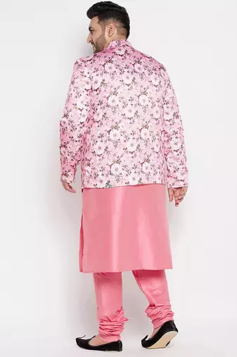 pink silk blend ethnic combo set