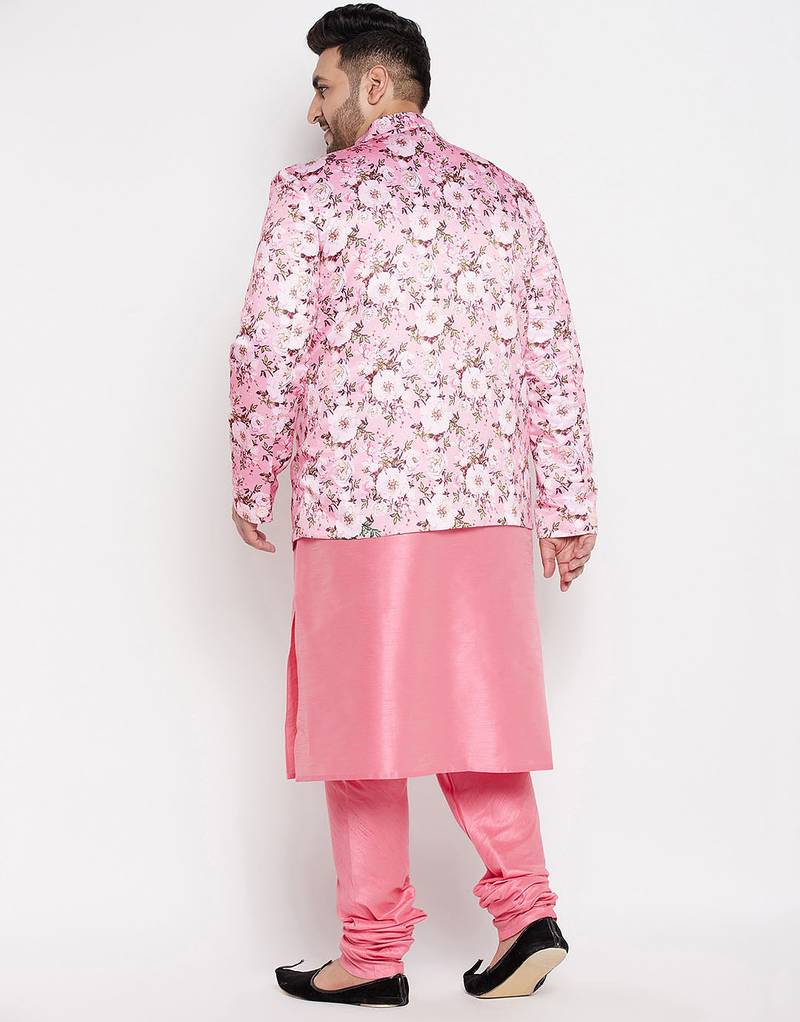 pink silk blend ethnic combo set