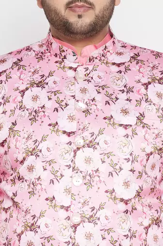 pink silk blend ethnic combo set