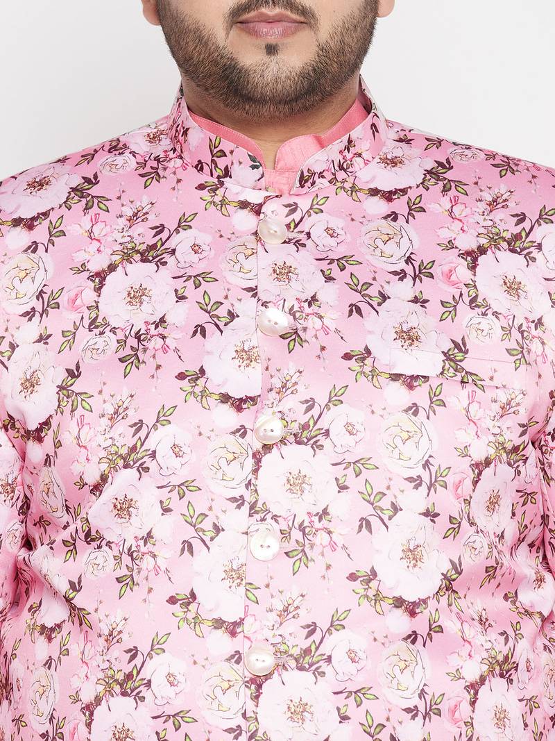 pink silk blend ethnic combo set