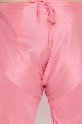 pink silk blend ethnic combo set