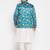 turquoise blue and cream silk blend ethnic combo set