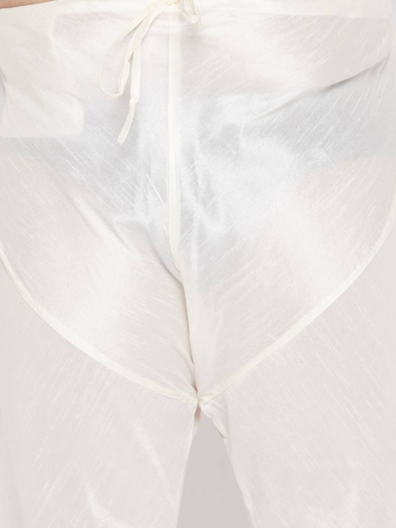 turquoise blue and cream silk blend ethnic combo set