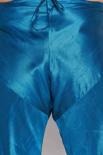 turquoise blue silk blend ethnic combo set