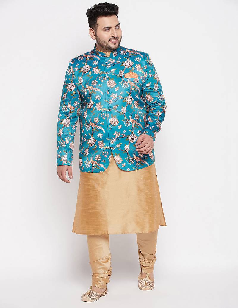 rose gold silk blend ethnic combo set