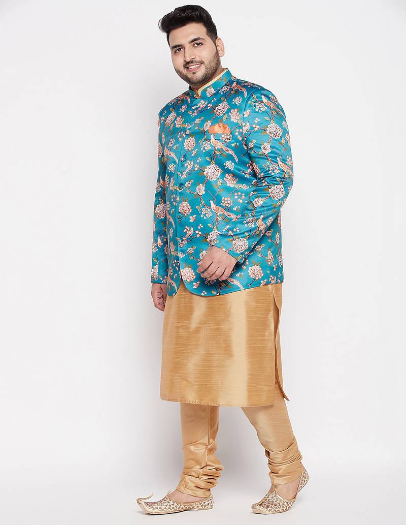 rose gold silk blend ethnic combo set