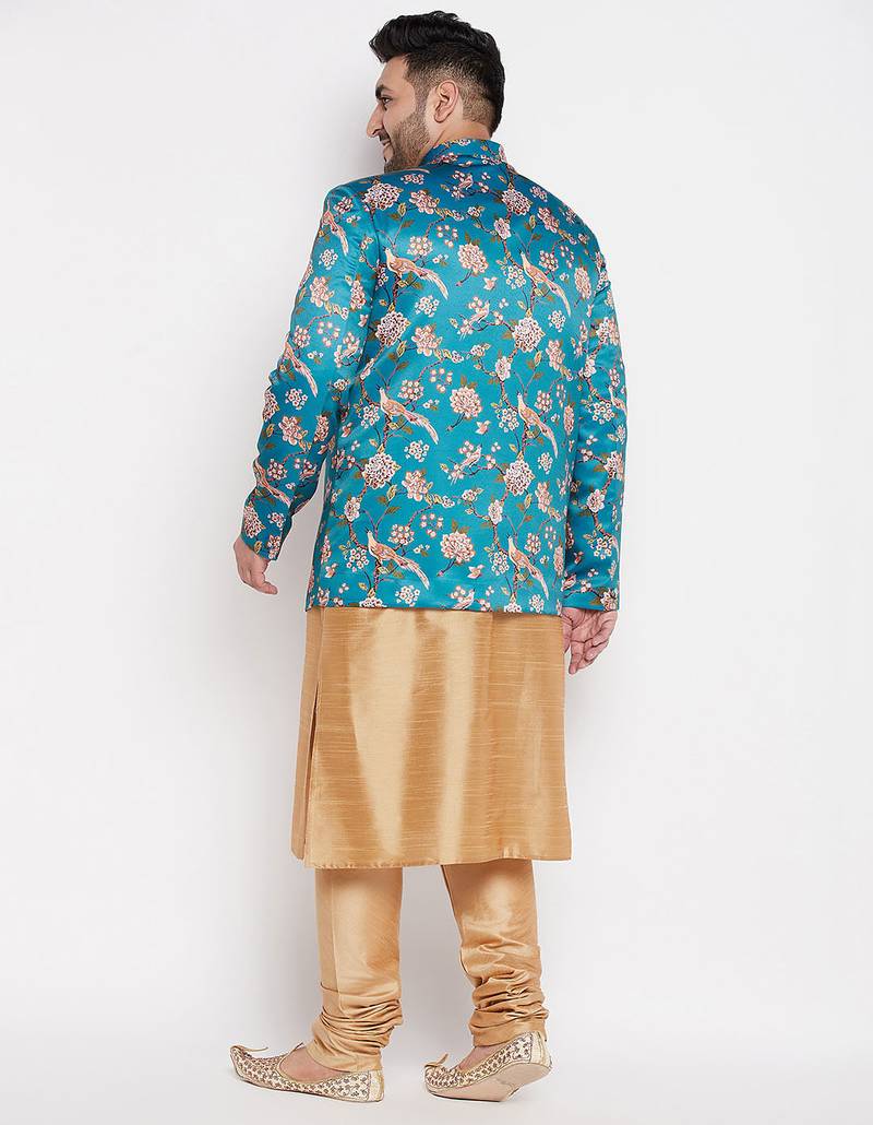 rose gold silk blend ethnic combo set